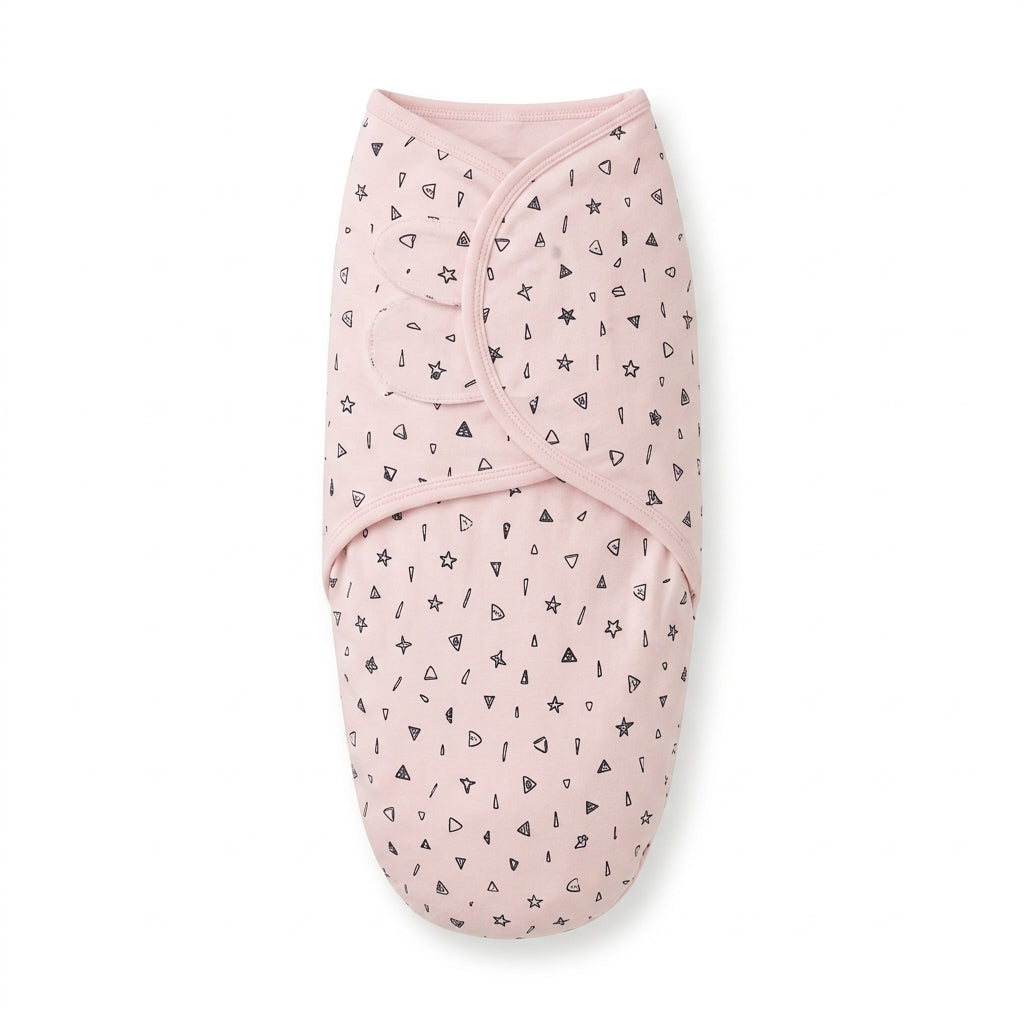 SOFT FABRIC BABY SWADDLE WRAP LIGHT PINK MICKEY & HEART PRINT KIDZO