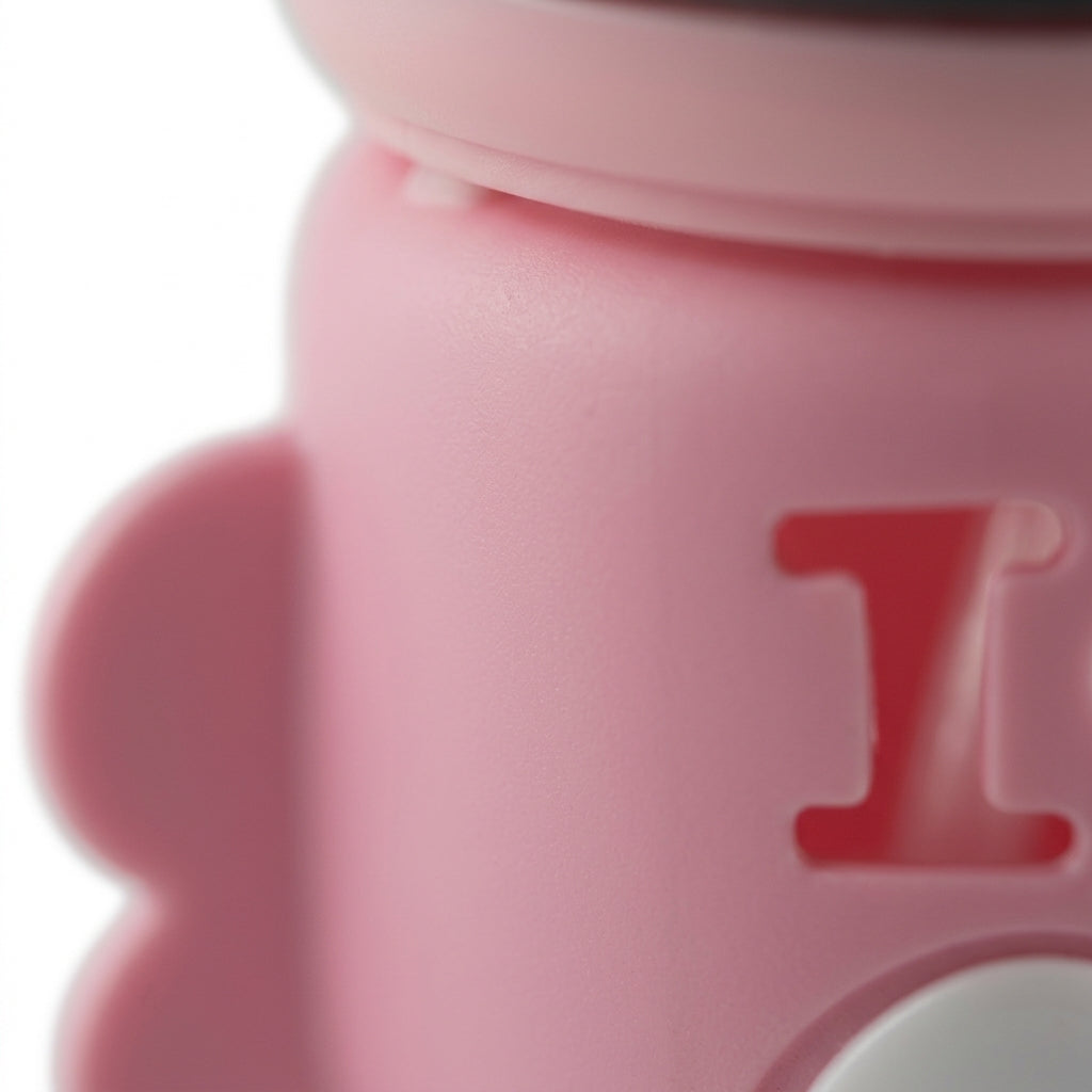 BABY GLASS FEEDER FOOTBALL PINK