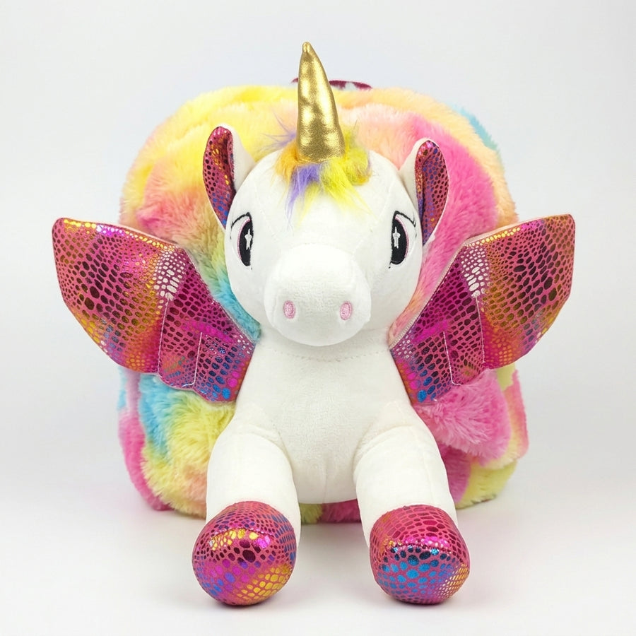 UNICORN SOFT TOY BAG 3D GLITTER SPARKLY WINGS PINK FOR KIDS