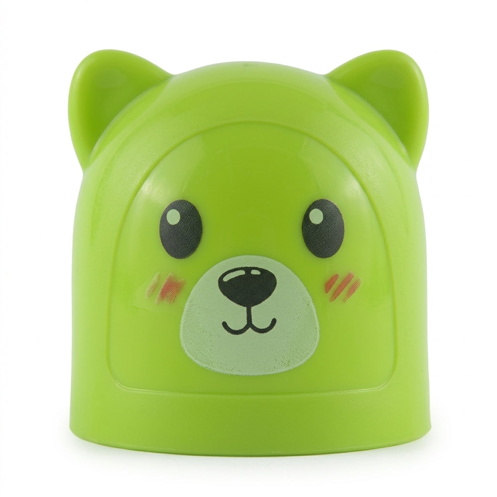 BABY GLASS FEEDER CARTOON BEAR GREEN FISH