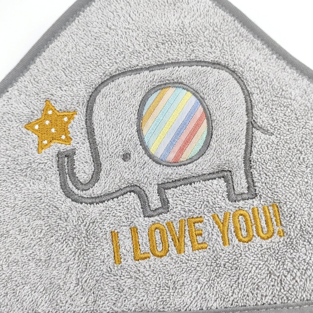 BABY BATH TOWEL+4PCS FACETOWEL ELEPHANT GREY