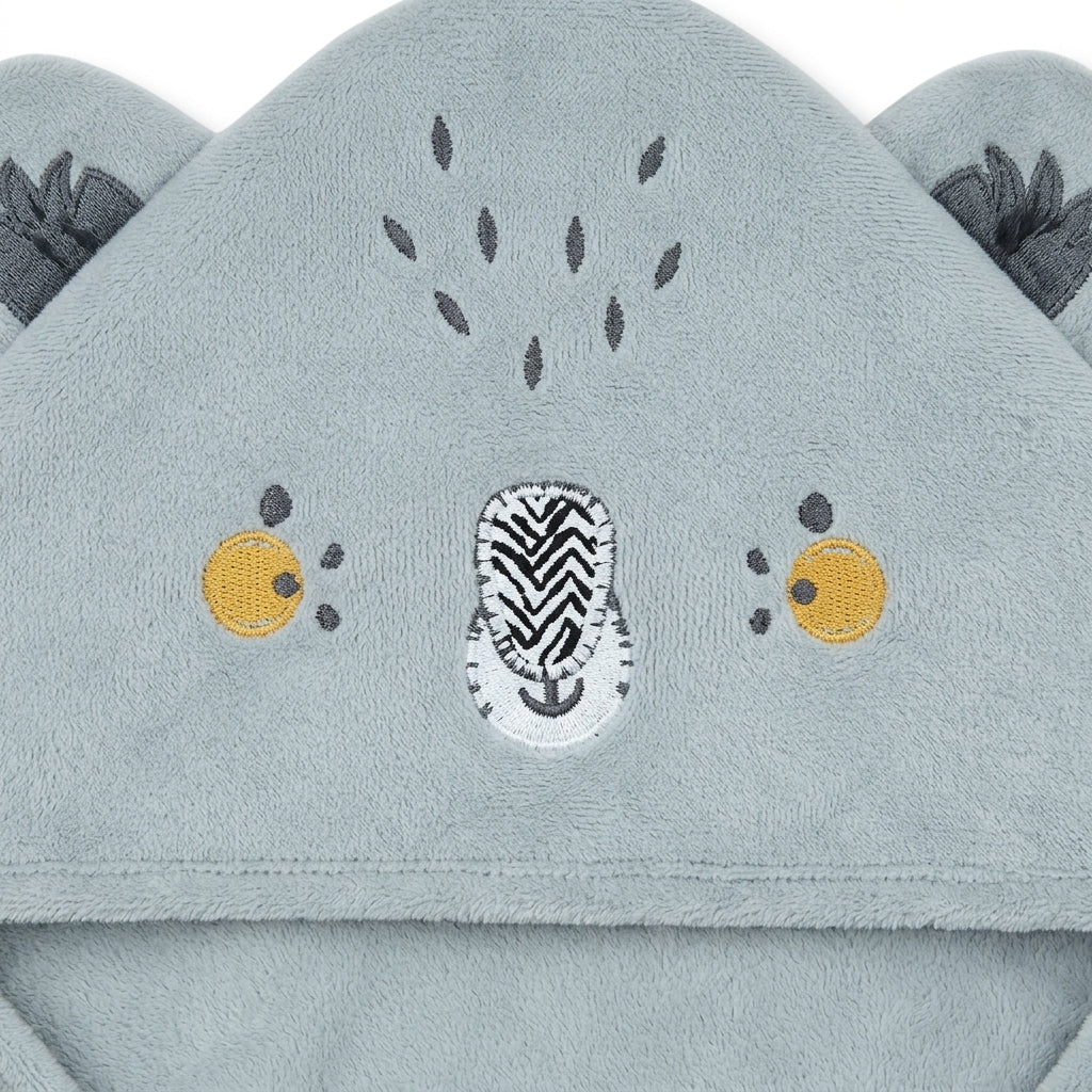 BABY HOODED BATH TOWEL 1PCS TIGER GREY