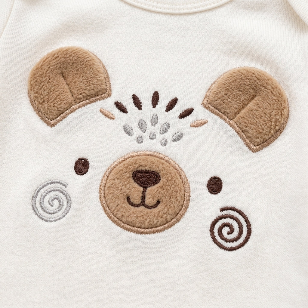 NEWBORN BABY 11 PCS BLOR CUTE BEAR PRINTED STARTER SET – WHITE & BROWN