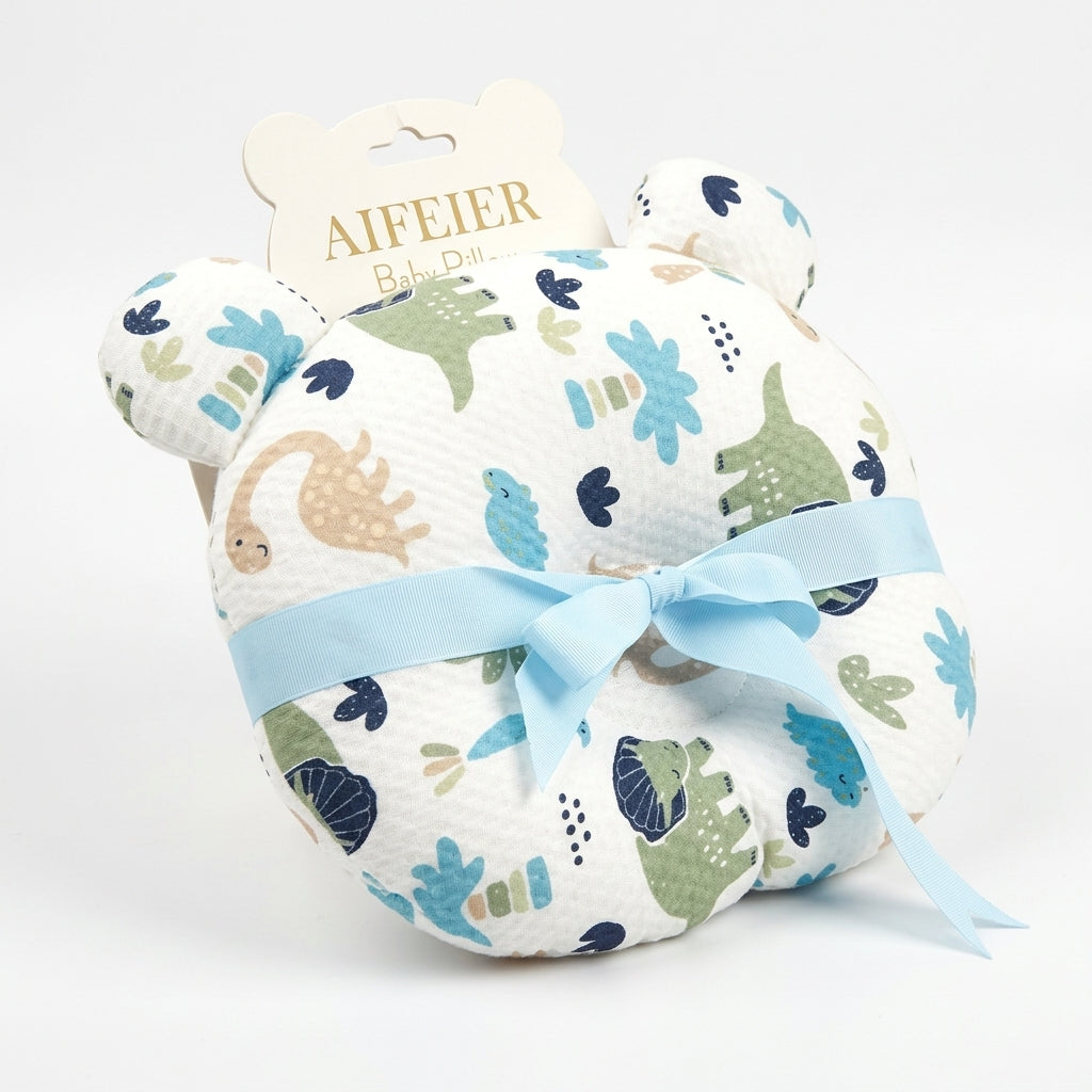 AIFEIER PREMIUM BREATHABLE BABY HEAD SHAPING PILLOW CUTE DINO PRINT