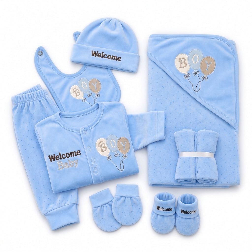 NEWBORN BABY 11 PCS BLOR WELCOME BABY STARTER SET – BLUE