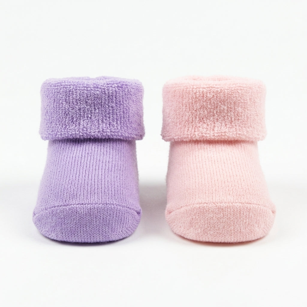SOFT COTTON BABY SOCKS PACK OF 2 (0-3M)