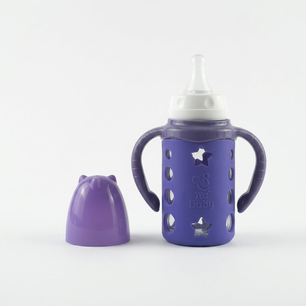 BABY GLASS FEEDER SILICONE STAR COVER PURPLE
