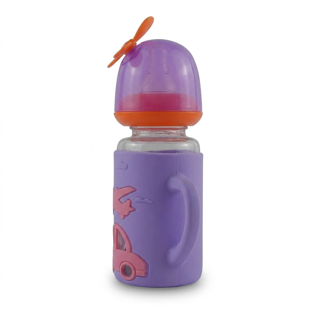 BABY GLASS FEEDER FAN CAP PURPLE YES