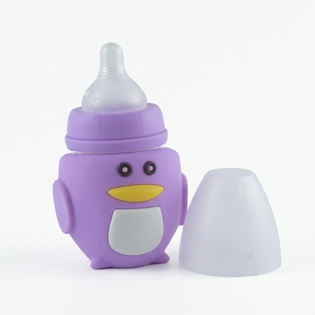 BABY GLASS FEEDER PENGUIN PURPLE