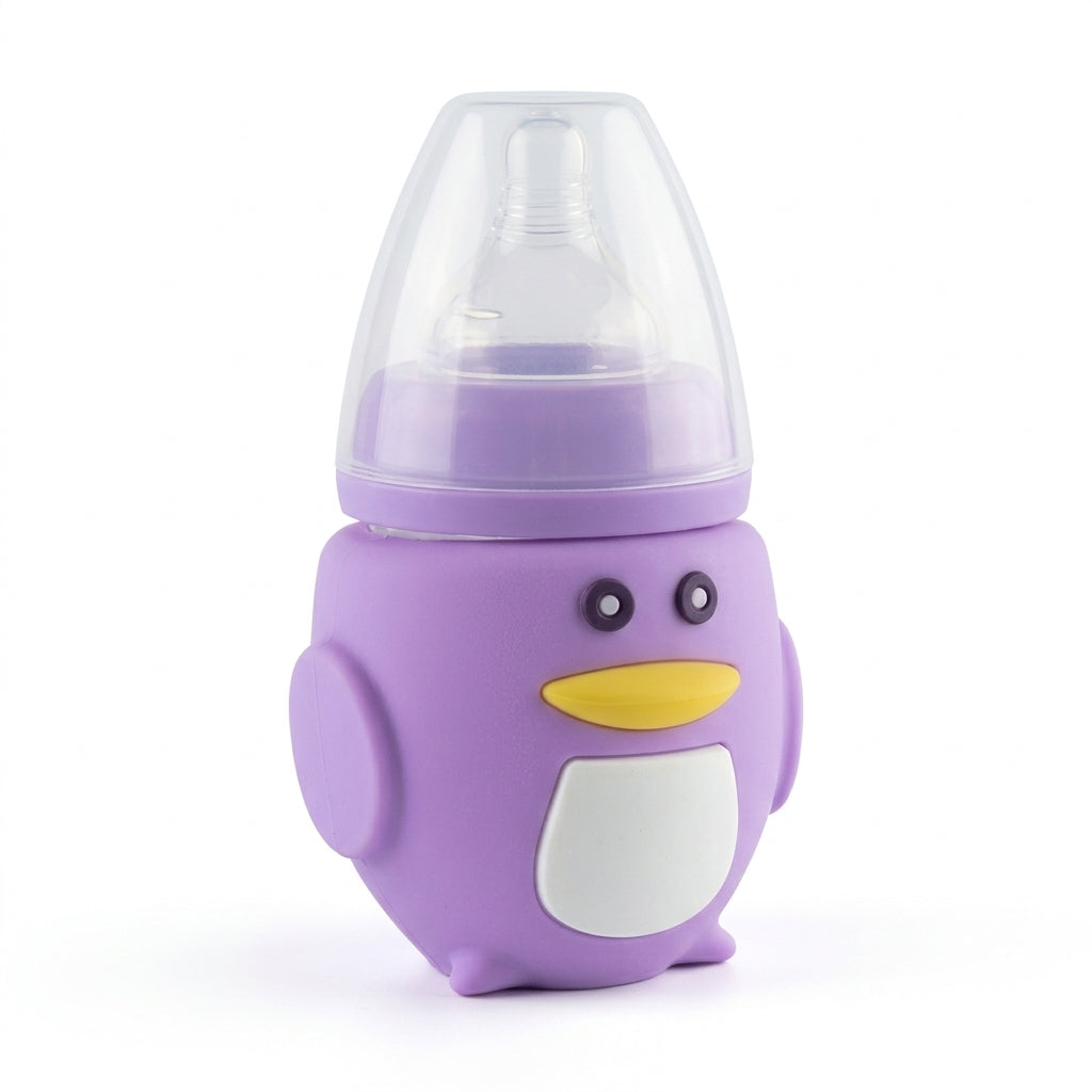 BABY GLASS FEEDER PENGUIN PURPLE