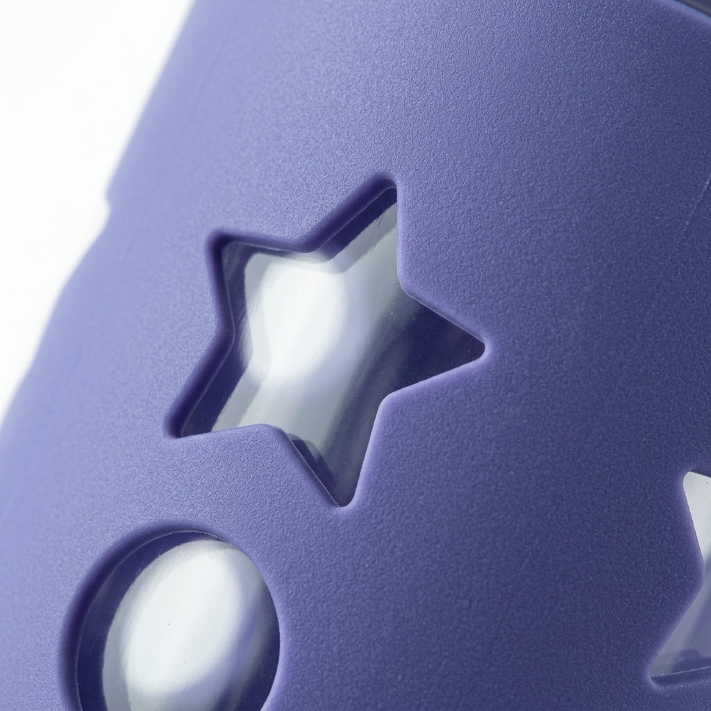 BABY GLASS FEEDER SILICONE STAR COVER PURPLE