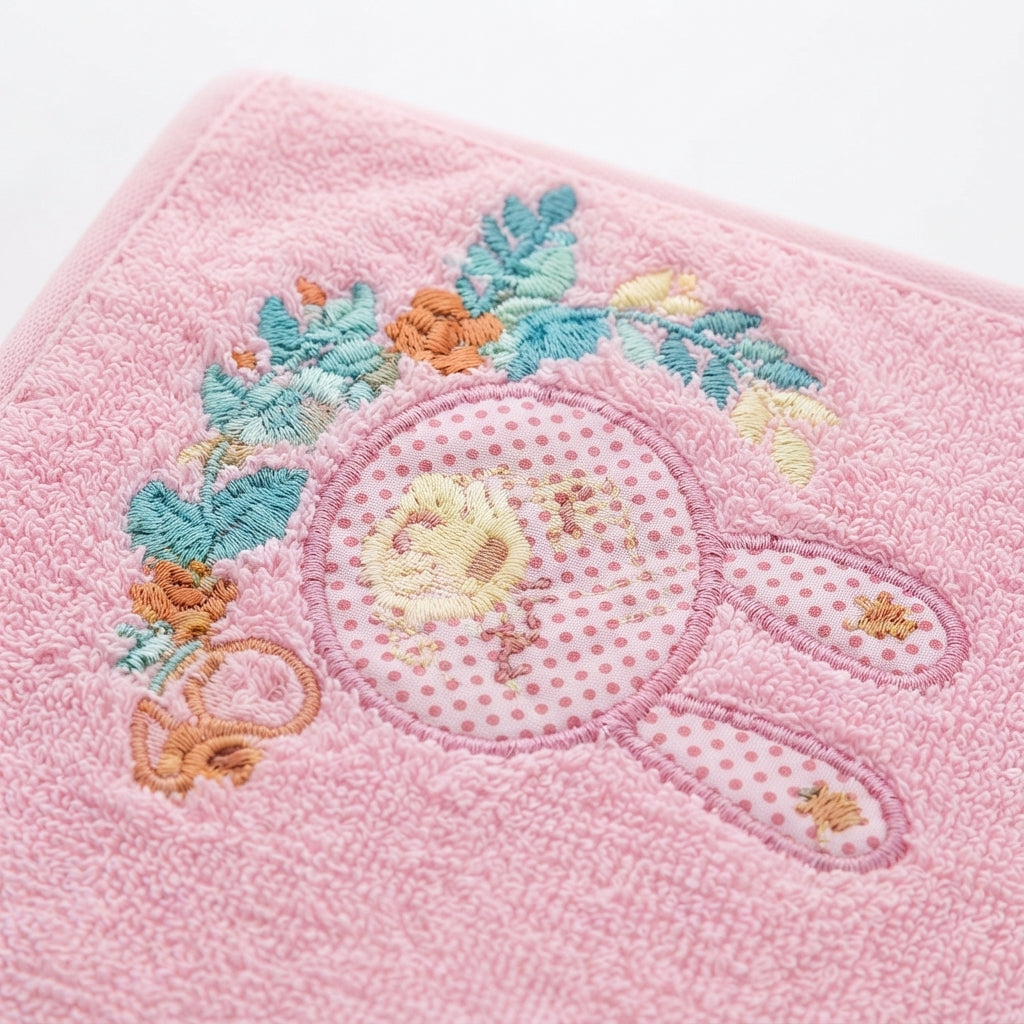 SENIORS BABY BATH TOWEL RABBIT PINK