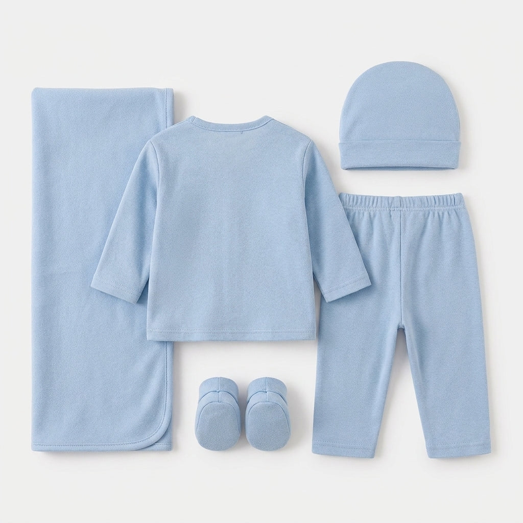 BABY SUIT 5 PIECES SET BLUE COLOR ELEPHANT EMB KOTRAI