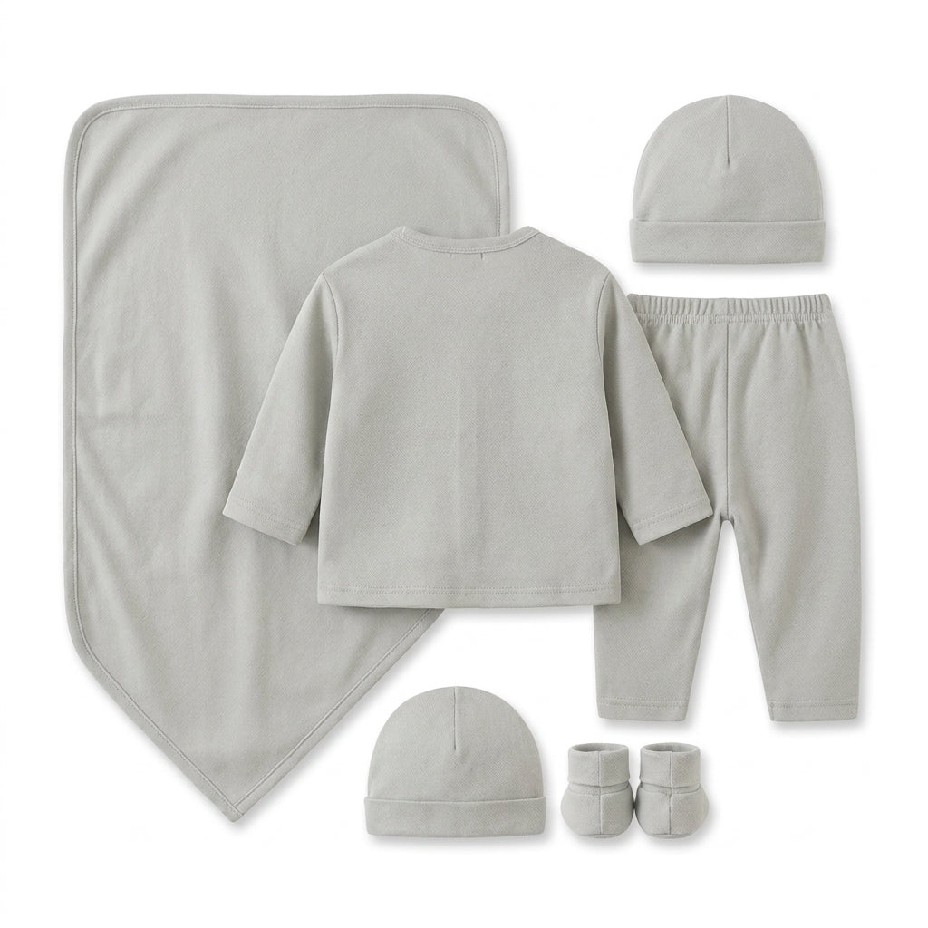 BABY SUIT 5 PIECES SET GREY COLOR KOTRAI