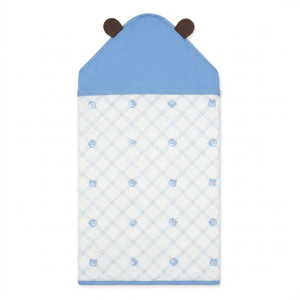 BABY WRAPPING SHEET MUSTARD BEAR BLUE