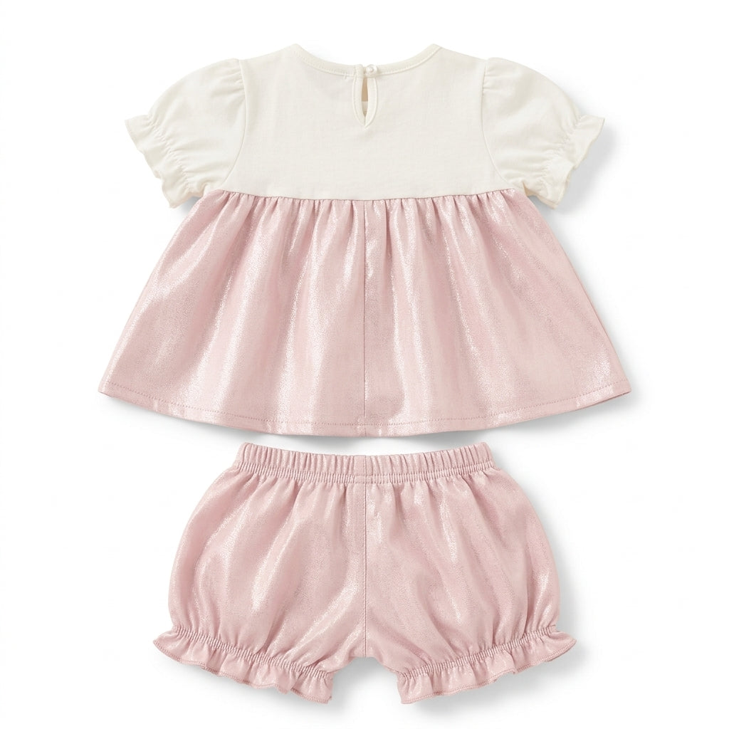 IMPORTED BABY GIRLS ELEGANT PARTY WEAR DRESS SUMMER FABRIC NET FROCK PINK BOW