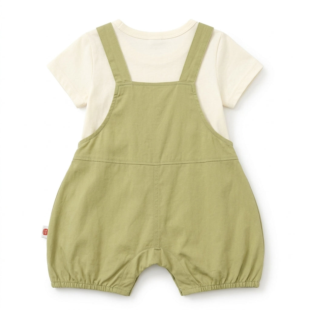 IMPORTED BABY ELEPHANT DUNGAREE ROMPER WITH T-SHIRT 100% COTTON HIGH QUALITY SUMMER