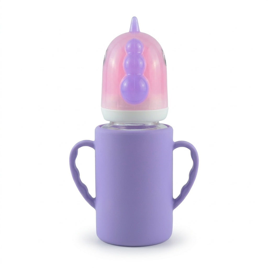 BABY GLASS FEEDER UNICORN PURPLE YES