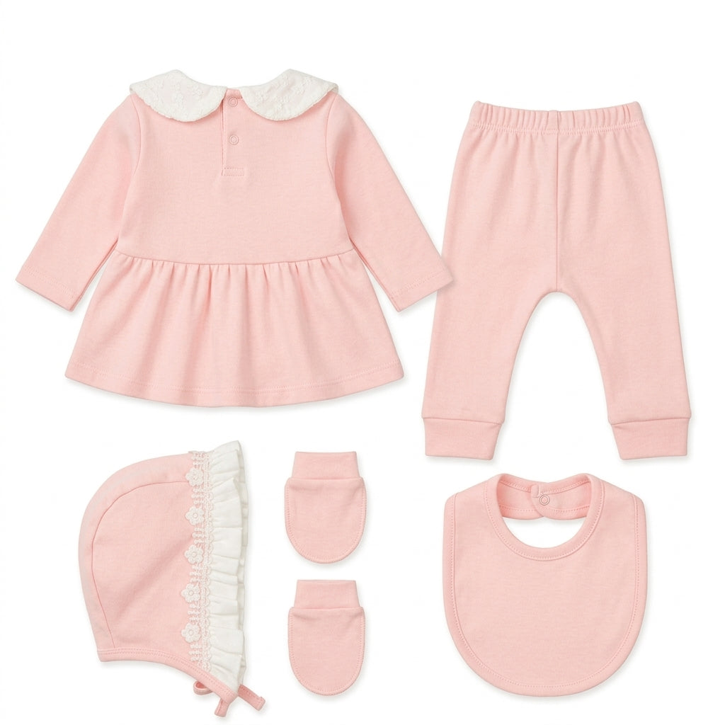 5 Piece Newborn Gift Set for Baby Girl Baby Pink