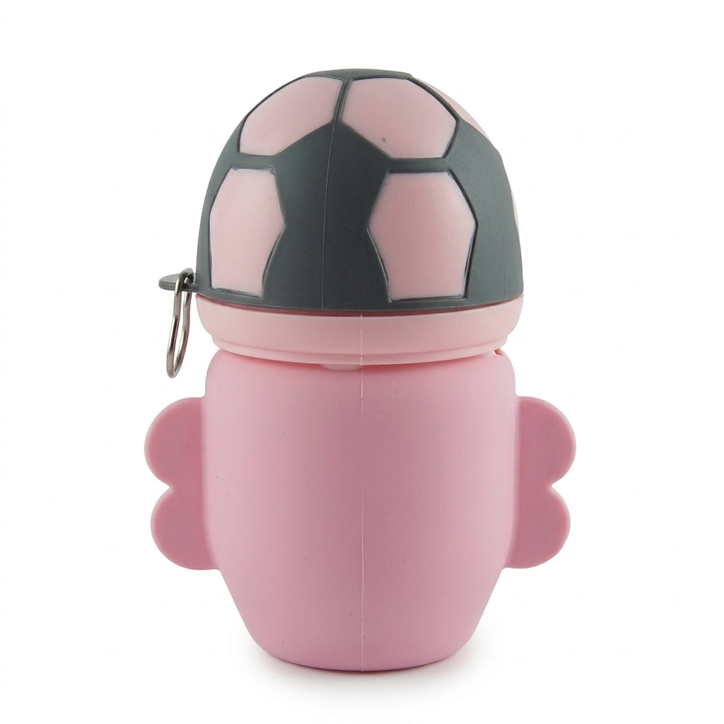 BABY GLASS FEEDER FOOTBALL PINK