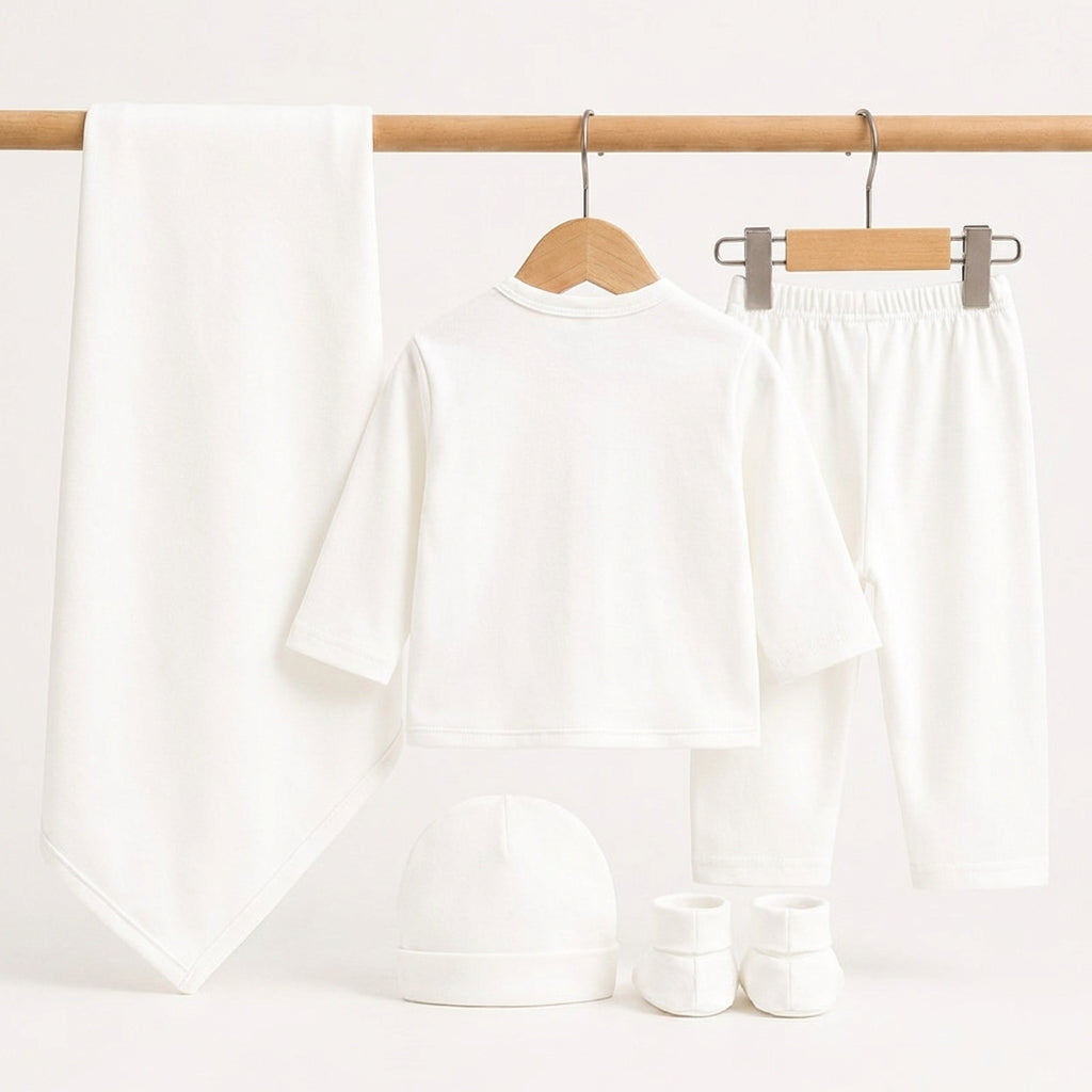BABY SUIT 5 PIECES SET WHITE COLOR KOTRAI TRAIN