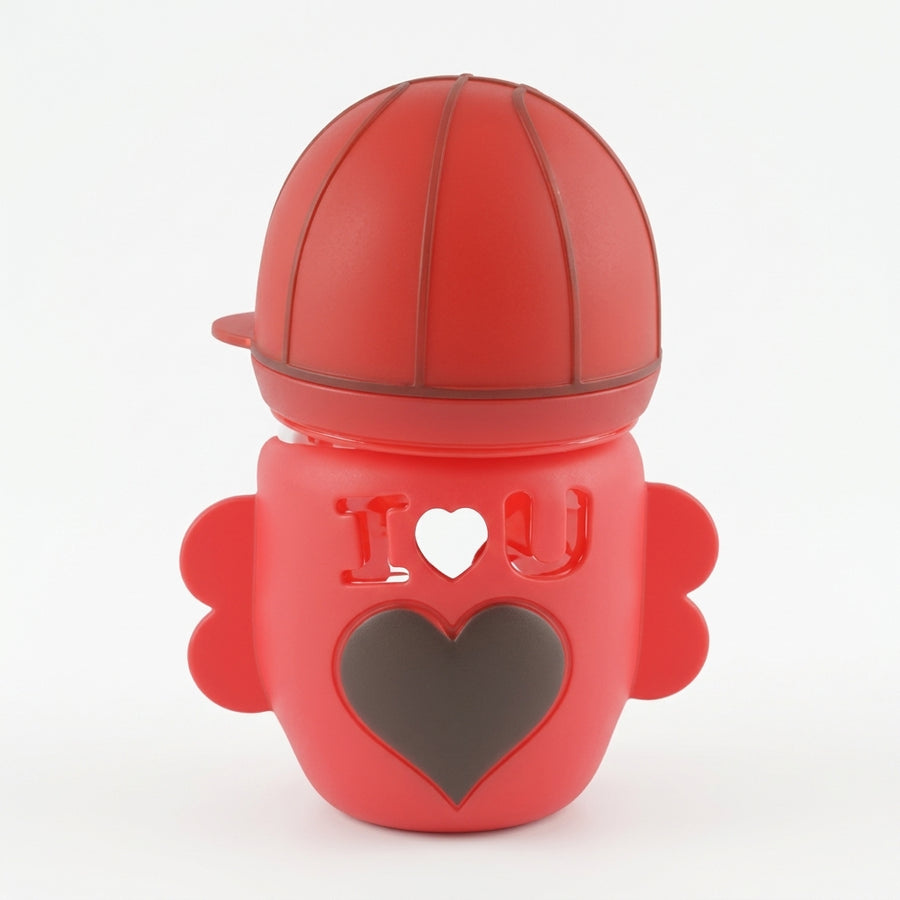 BABY GLASS FEEDER FOOTBALL RED