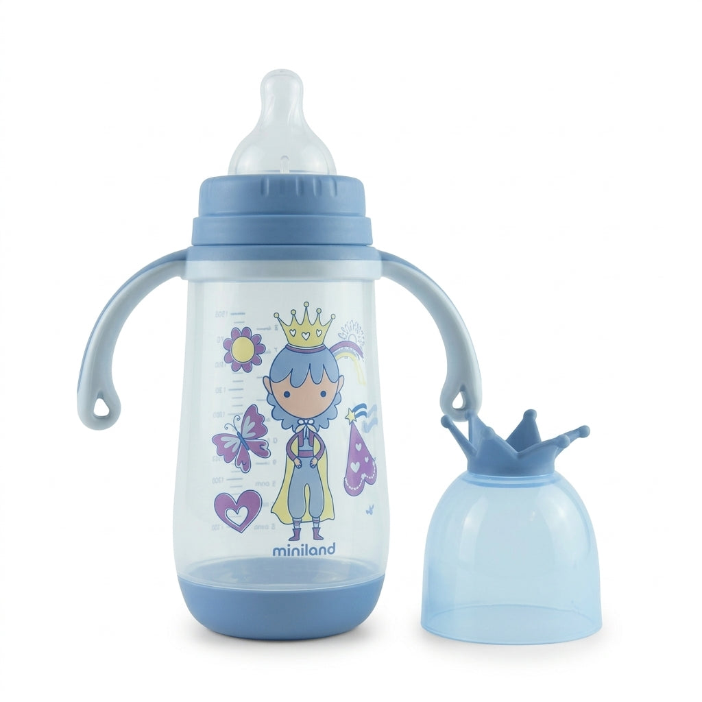 BABY FEEDER KING CAP PRINTED BLUE 330ML