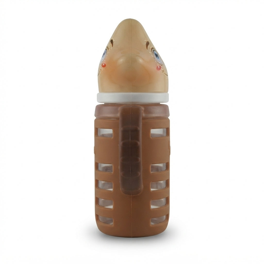 BABY GLASS FEEDER STAR CAP BROWN YES