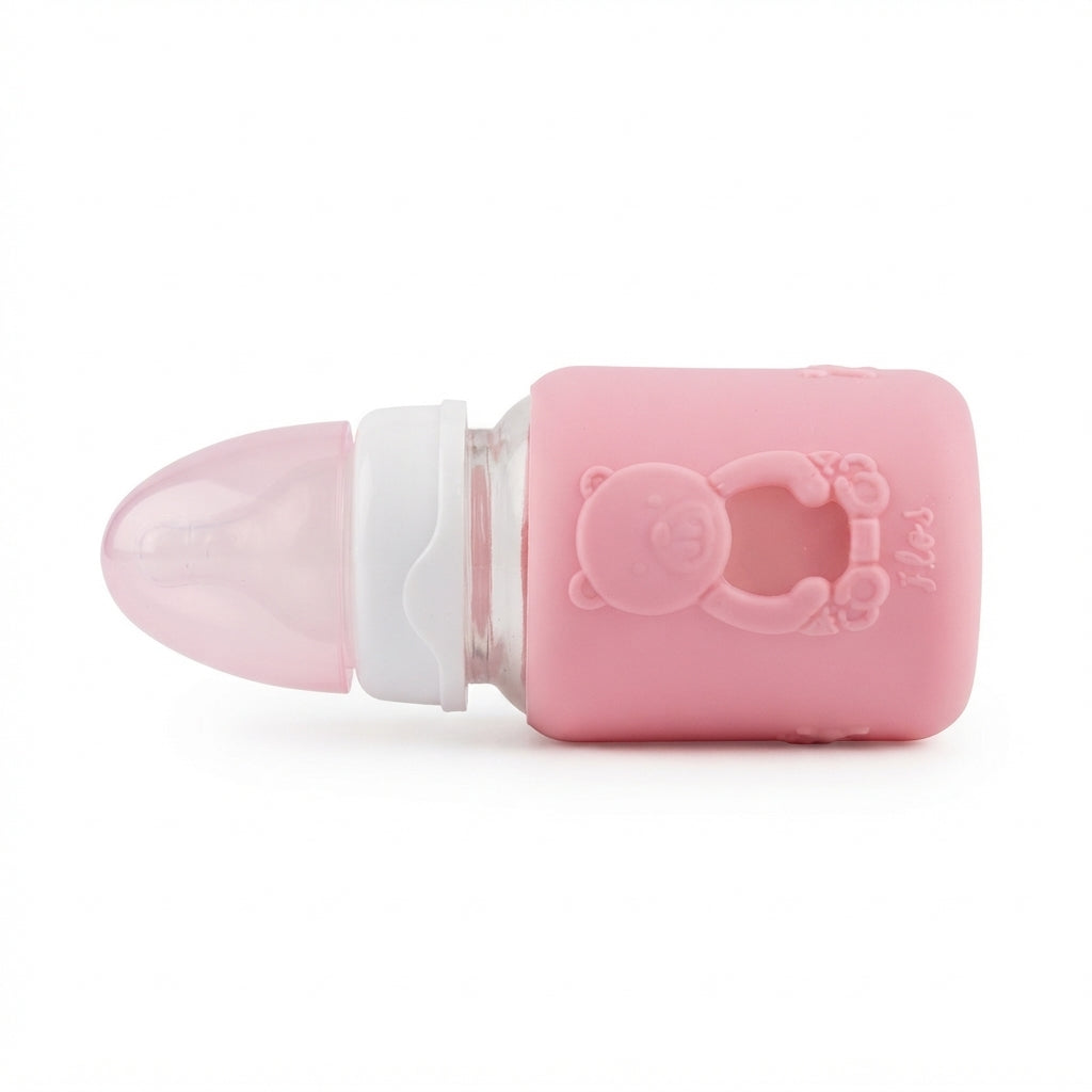BABY GLASS FEEDER BEAR PINK YES