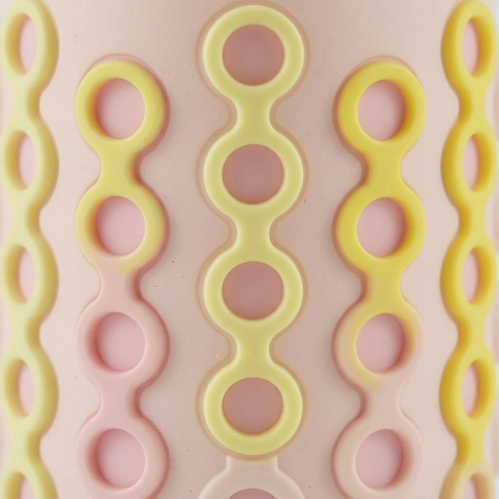 BABY GLASS FEEDER SILICONE COVERED PINK