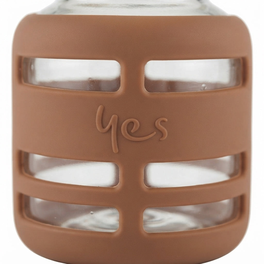 BABY GLASS FEEDER BROWN YES