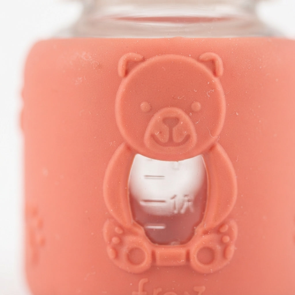 BABY GLASS FEEDER BEAR ORANGE YES