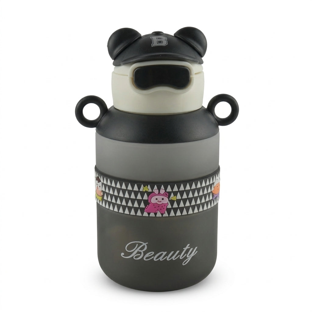 BABY STRAW SIPPER BEAR CAP GREY