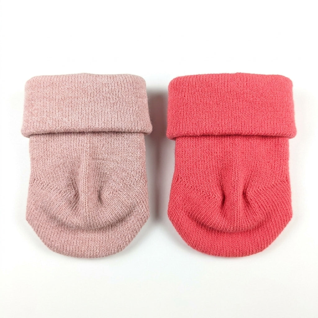 SOFT COTTON BABY SOCKS PACK OF 2 (PINK & PEACH)(0-3M)