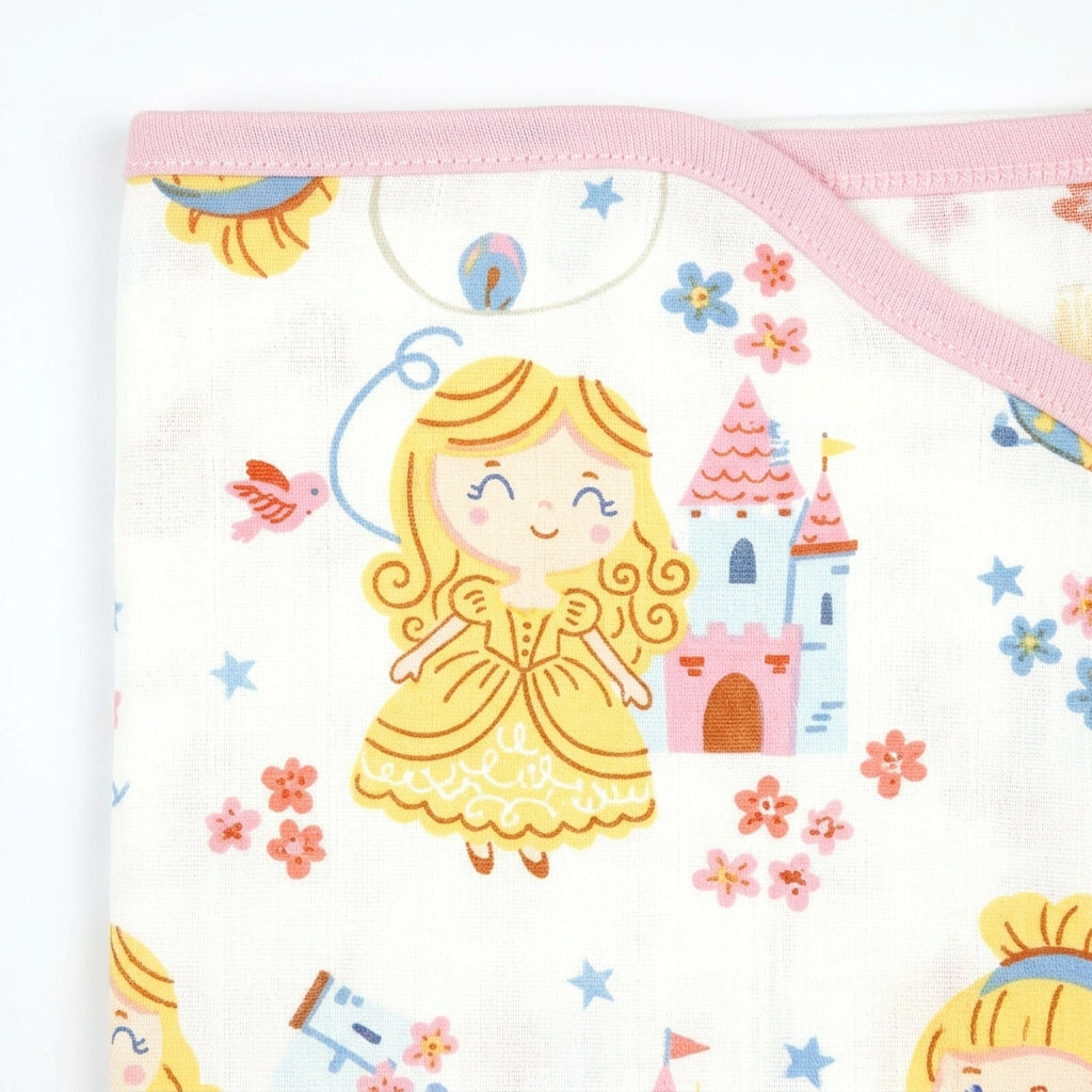 BABY ADJUSTABLE SWADDLE FAIRY PRINT PINK AND BLUE