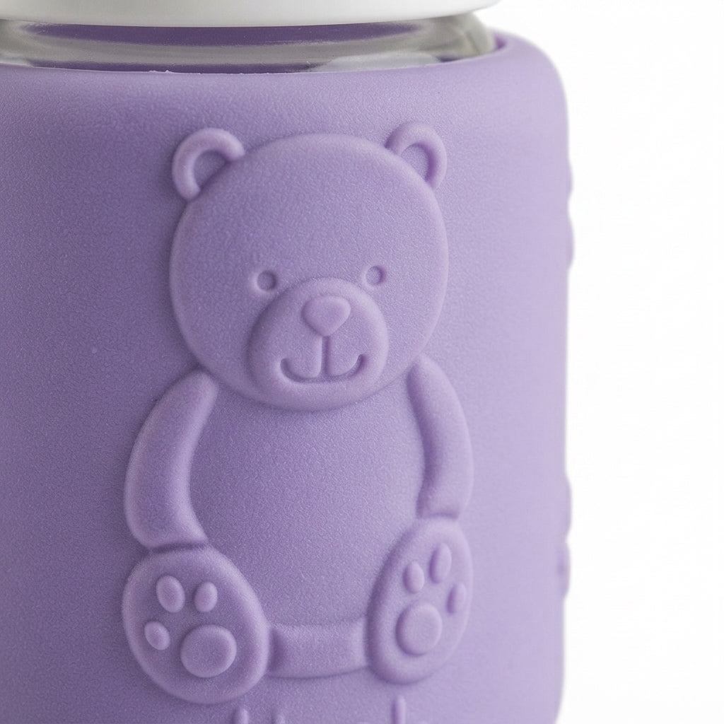 BABY GLASS FEEDER PURPLE RATTLE CAP YES