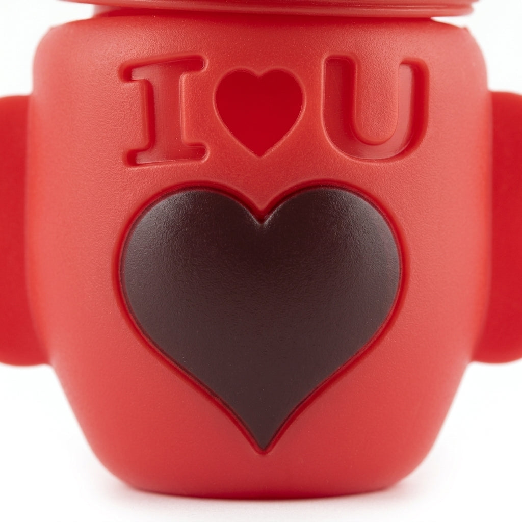 BABY GLASS FEEDER FOOTBALL RED