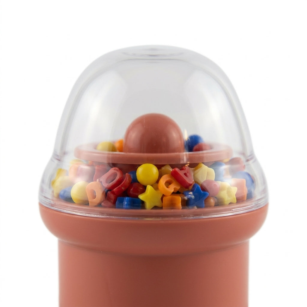 BABY GLASS FEEDER RATTLE CAP SKIN BROWN YES