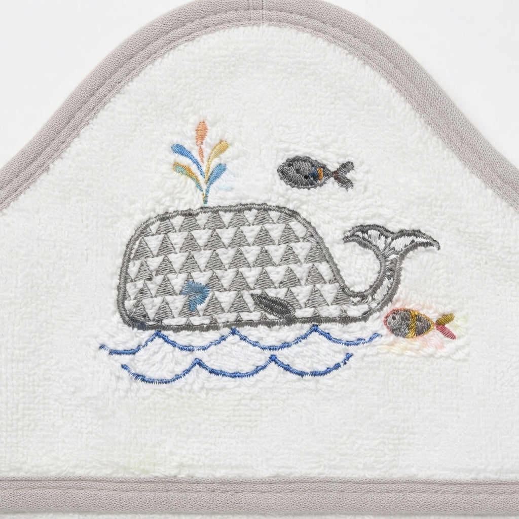 SENIORS BABY BATH TOWEL WELL FISH WHITE