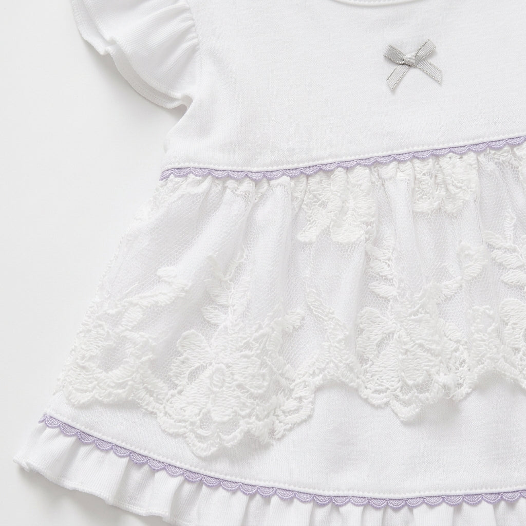 Imported Baby Girl White Lace Cotton Summer Frock Set