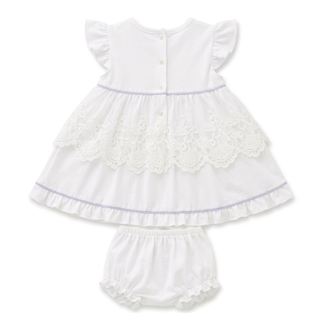 Imported Baby Girl White Lace Cotton Summer Frock Set