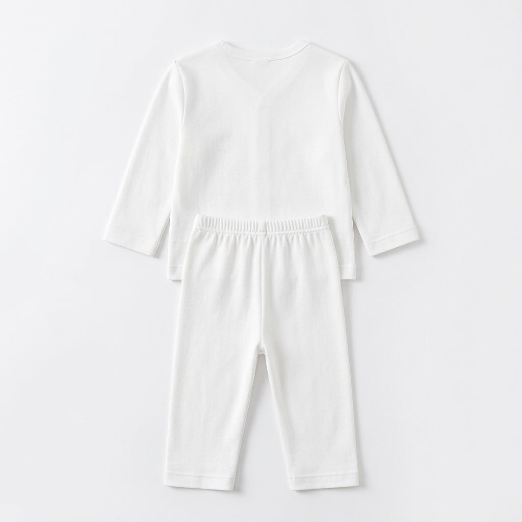 BABY 2 PCS SUIT PACK OF 3 I LOVE MOM WHITE COTTON