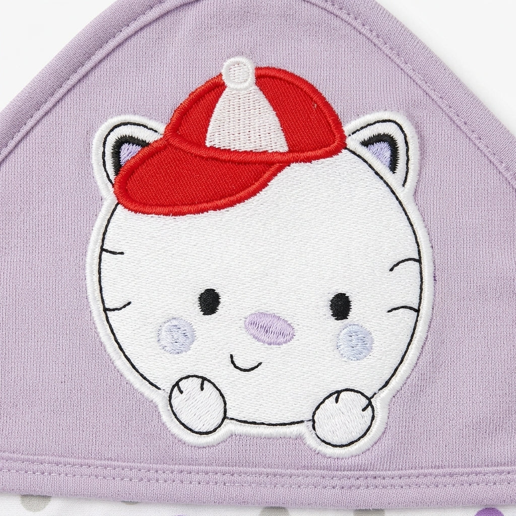 BABY WRAPPING SHEET CAP BEAR DOTED PURPLE