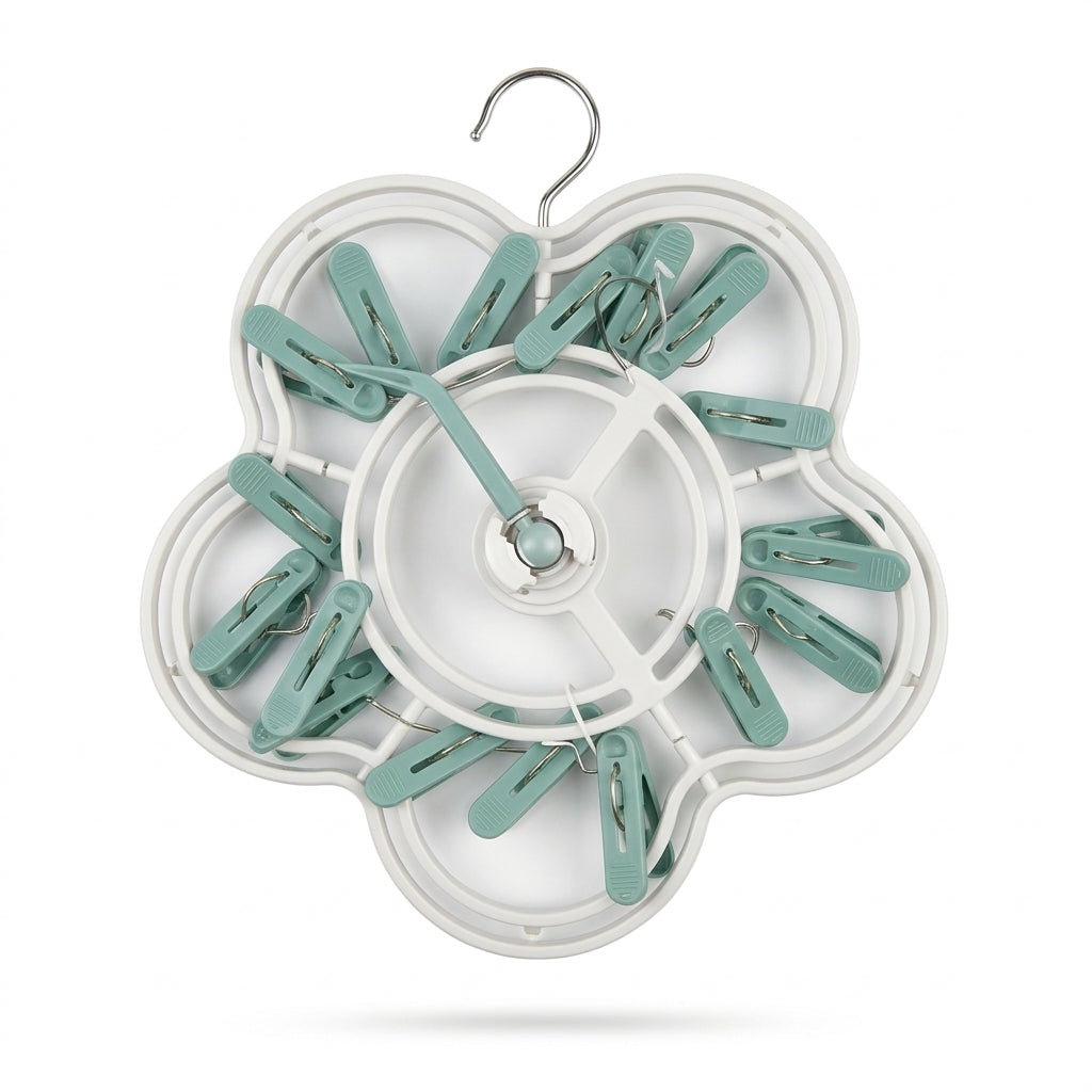 Premium Flower Shape Baby Laundry Hanger 18 Heavy Duty Clips Cyan