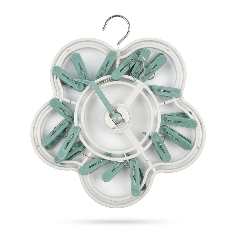 Premium Flower Shape Baby Laundry Hanger 18 Heavy Duty Clips Cyan