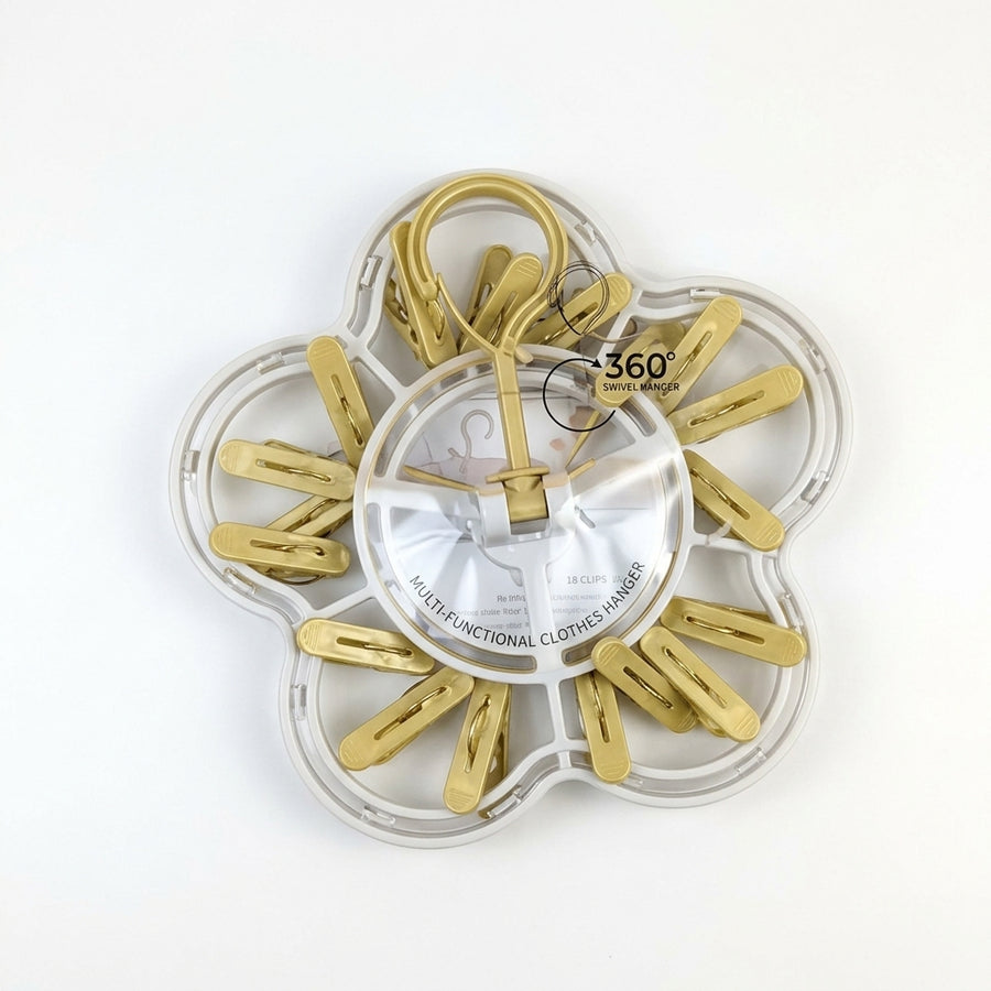 Premium Flower Shape Baby Laundry Hanger 18 Heavy Duty Clips Mustard