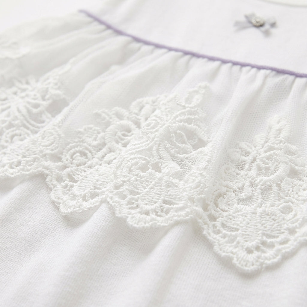 Imported Baby Girl White Lace Cotton Summer Frock Set