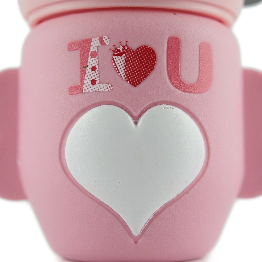BABY GLASS FEEDER FOOTBALL PINK