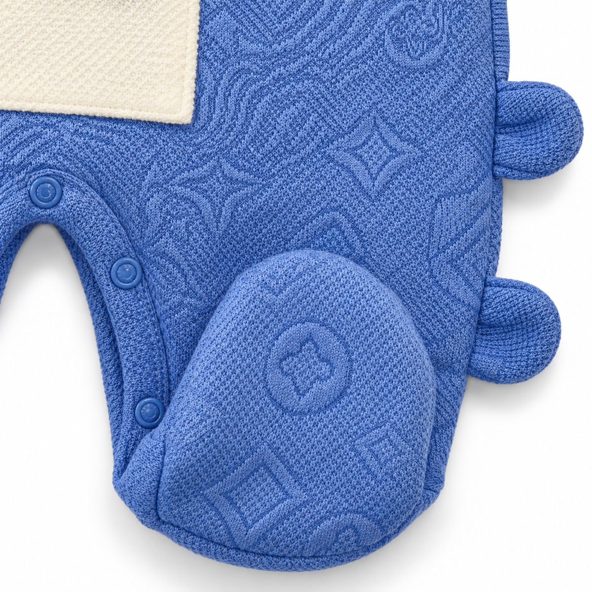 Blue & White Bunny Dungaree Romper & Shirt Set – Woven periwinkle dungaree leg detail