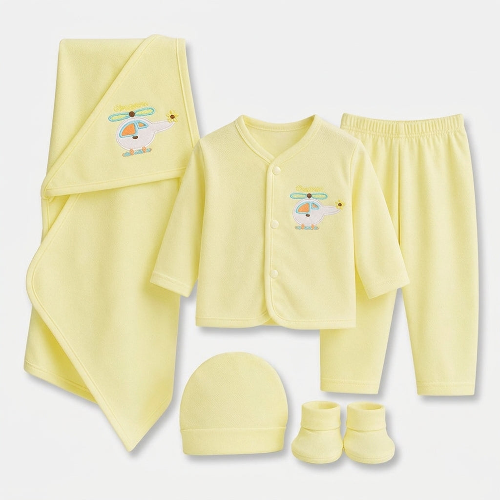 BABY SUIT 5 PIECES SET YELLOW COLOR KOTRAI